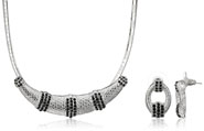Mahi Rhodium Plated Black Choker Necklace Set Made with Swarovski Elements for Women 