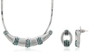 Mahi Rhodium Plated Green Choker Necklace Set Made with Swarovski Elements for Women 
