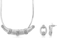 Mahi Rhodium Plated White Choker Necklace Set Made with Swarovski Elements for Women 