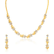 Oviya Gold plated Floral and leavy Crystal Necklace set for Women 