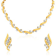 Oviya Gold plated Bold Crystal Curves Necklace set for Women
