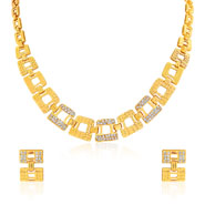 Oviya Gold plated Shimmering Gemotric Glam Necklace set for Women NL2103069G