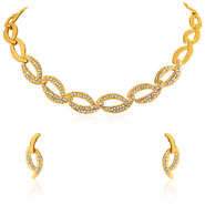 Oviya Gold plated Shimmering Crystal Curves Necklace set for Women 