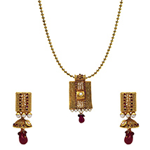 Traditional Ethnic Purple Royal Flower Gold Plated Pendant Set with Crystals For Women by Donna 