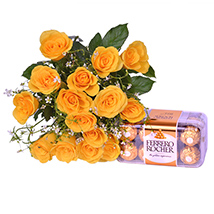Yellow Roses with Ferrero Rocher 