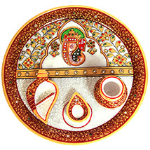 Traditional Meenakari Ganesh Pooja Plate