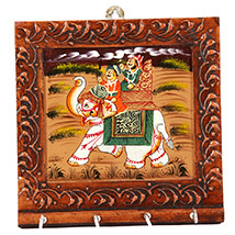 Elephant painted key holder square shaped