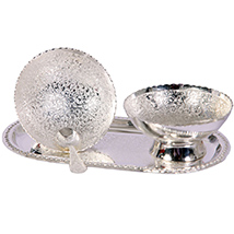 Twin bowl german silver pudding set