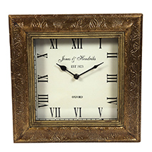 Wooden and brass squared wall clock