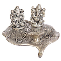 Oxidised peepal leaf ganesh lakshmi designer portray