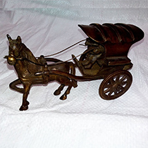Miniature horse cart model in brass metal