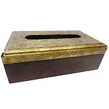 Brass designed wooden napkin box