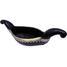 Decorative bowl crafted in wood and brass
