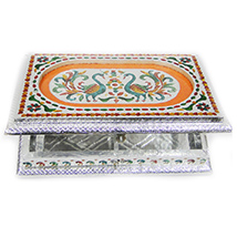 Square shaped dryfruit gift box with meena work
