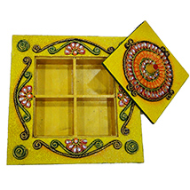 Four slot wooden kundan dryfruit box