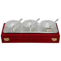 Attractive set of german silver tray and 3 bowls