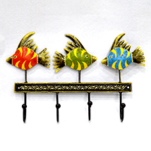 Colorful Fish Metal Hanging with Embossed Work