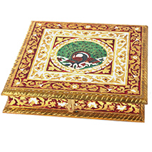 Metal Sheet on Wood Dryfruit Box with Meenakari Work