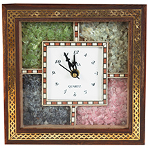 Square Shaped Gemstone Wooden Clock