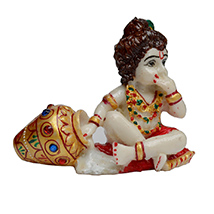 Adorable Kanha Eating Makkhan Idol in Soft Marble