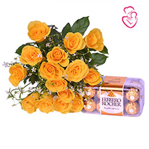 Yellow Roses with Ferrero Rocher 