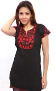 Black and Red Kurti(sn4461)