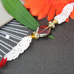 White Beaded Rakhi Thread