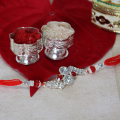 Glittering Silver Stone Rakhi