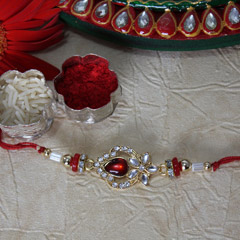 Shiny Red & White Rakhi