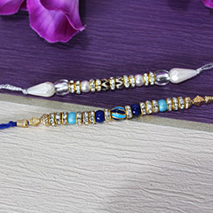 White & Blue Beaded Rakhis