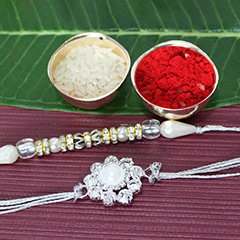 Pearly White Rakhi Set