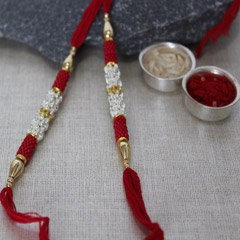 Silver & Red Rakhi Set /></a></div><div class=