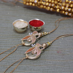 Designer Peach Rakhi Set