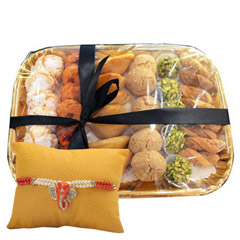 Deluxe Sweet N Savory Tray with Rakhi /></a></div><div class=
