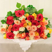 Mixed Roses in Cellophane