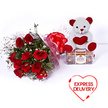 Roses with Chocolate & Teddy