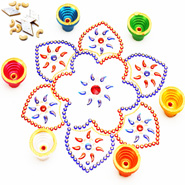 Red and Blue Flower Rangoli