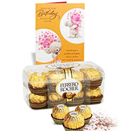 Delicious Box of 16 Pieces Ferrero Rocher with Special Birthday Card