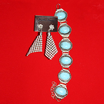Designer Earrings and Blue stone Bracelet