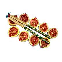 9 Diya with Dandiya Sticks