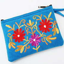 Kashmiri Blue Leather Pouch