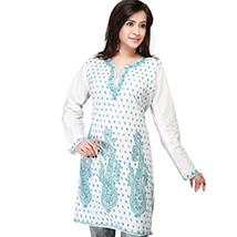 Blue and White Kashmiri Tunik