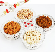 4 Bowl Silver Dryfruit tray