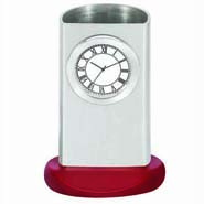 Silver Pen Holder Cum Clock - 265