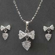 Bow Solitaires Pendant Set