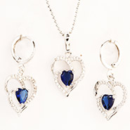 Blue Heart Pendant Set