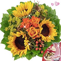 Bouquet Vincent with vase & Lindt chocolates