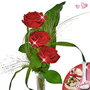 Serenade with vase & Lindt chocolates
