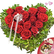 Rose Heart Ti Amo with Lindt chocolates