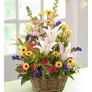 mixed flower in a basket